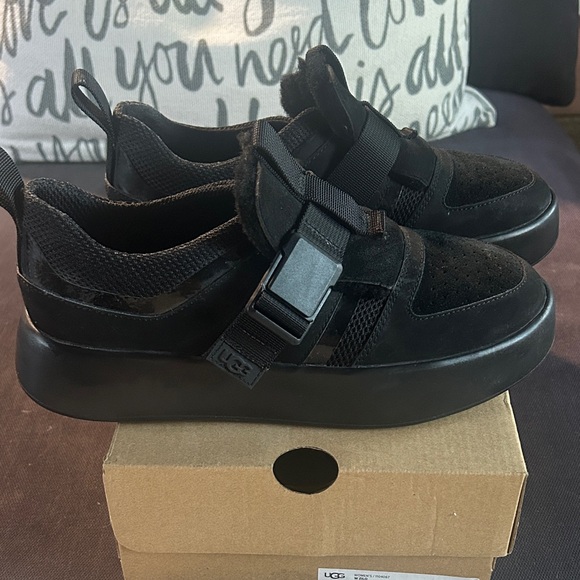 UGG Black Suede Buckle Platform Sneakers women’s new never worn